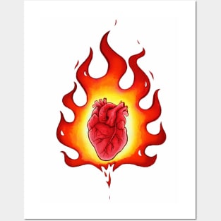 heart on fire Posters and Art